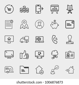 Business outline vector icon set on light gray background