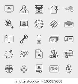 Business outline vector icon set on light gray background