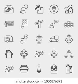 Business outline vector icon set on light gray background