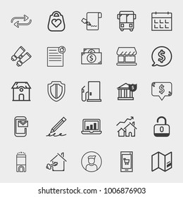 Business outline vector icon set on light gray background