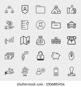 Business outline vector icon set on light gray background