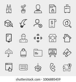 Business outline vector icon set on light gray background