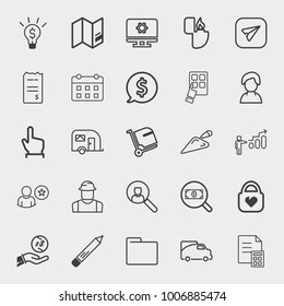 Business outline vector icon set on light gray background