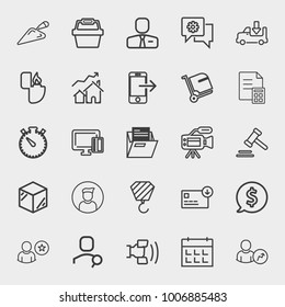 Business outline vector icon set on light gray background