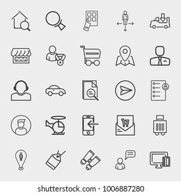 Business outline vector icon set on light gray background