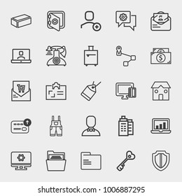 Business outline vector icon set on light gray background