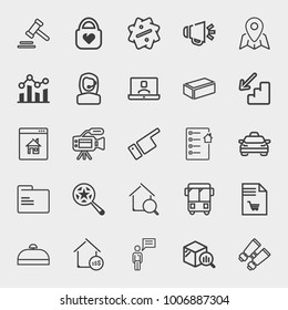 Business outline vector icon set on light gray background
