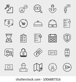 Business outline vector icon set on light gray background