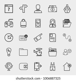 Business outline vector icon set on light gray background
