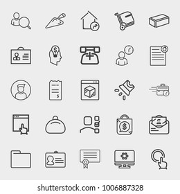 Business outline vector icon set on light gray background