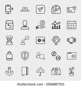 Business outline vector icon set on light gray background