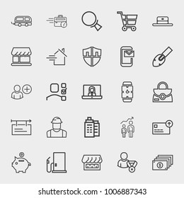 Business outline vector icon set on light gray background