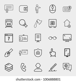 Business outline vector icon set on light gray background