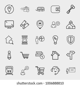 Business outline vector icon set on light gray background