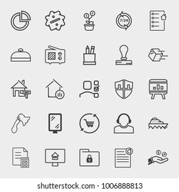 Business outline vector icon set on light gray background