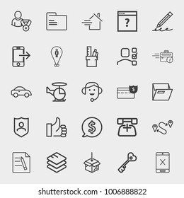 Business outline vector icon set on light gray background