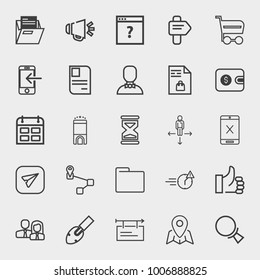 Business outline vector icon set on light gray background