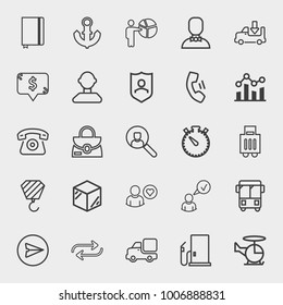 Business outline vector icon set on light gray background