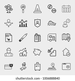 Business outline vector icon set on light gray background