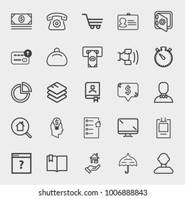 Business outline vector icon set on light gray background