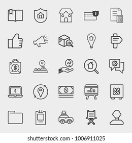 Business outline vector icon set on light gray background