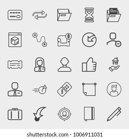 Business outline vector icon set on light gray background