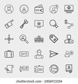 Business outline vector icon set on light gray background