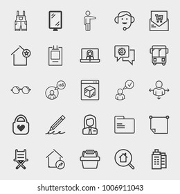 Business outline vector icon set on light gray background
