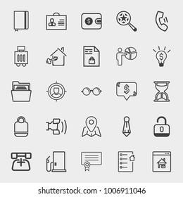 Business outline vector icon set on light gray background