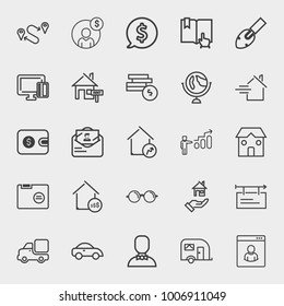 Business outline vector icon set on light gray background