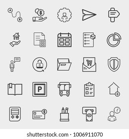 Business outline vector icon set on light gray background