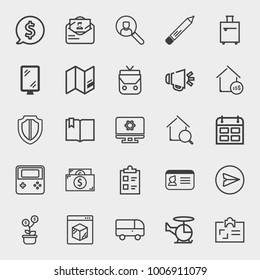Business outline vector icon set on light gray background
