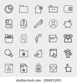 Business outline vector icon set on light gray background