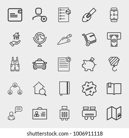 Business outline vector icon set on light gray background