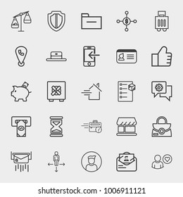 Business outline vector icon set on light gray background