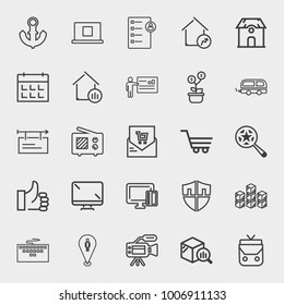 Business outline vector icon set on light gray background