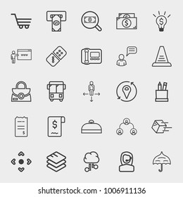Business outline vector icon set on light gray background