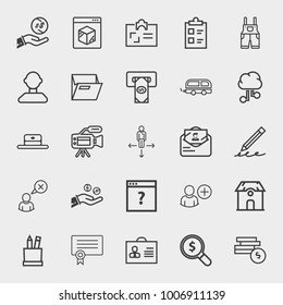 Business outline vector icon set on light gray background