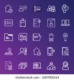 Business outline vector icon set on gradient background