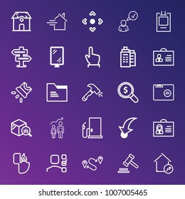 Business outline vector icon set on gradient background