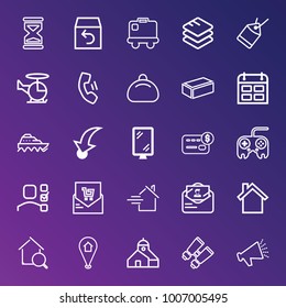 Business outline vector icon set on gradient background
