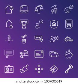 Business outline vector icon set on gradient background