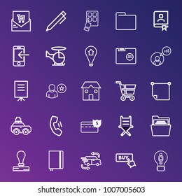 Business outline vector icon set on gradient background