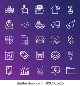 Business outline vector icon set on gradient background