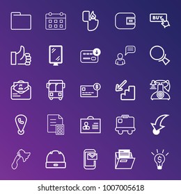 Business outline vector icon set on gradient background