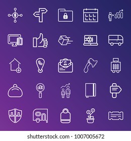 Business outline vector icon set on gradient background