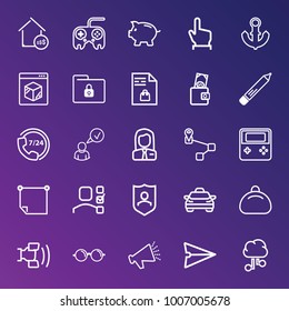 Business outline vector icon set on gradient background