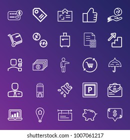 Business outline vector icon set on gradient background