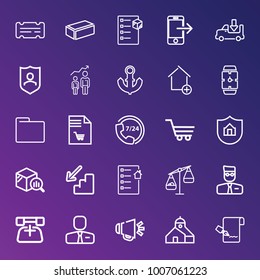 Business outline vector icon set on gradient background