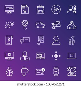 Business outline vector icon set on gradient background